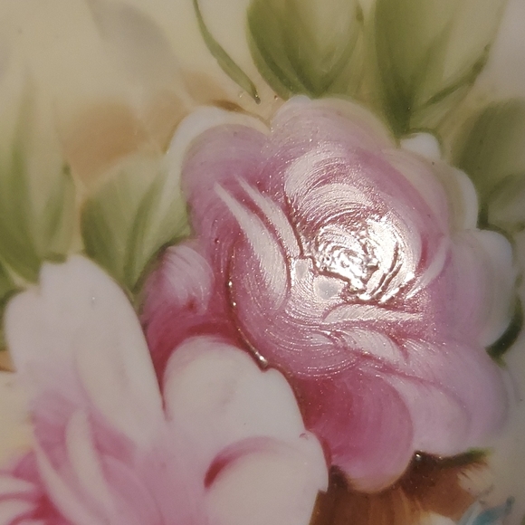 Vintage Square Hand-Painted Pink Flower Ashtray - Picture 2 of 3